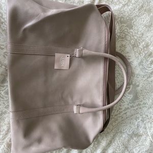 Leather pink weekender bag